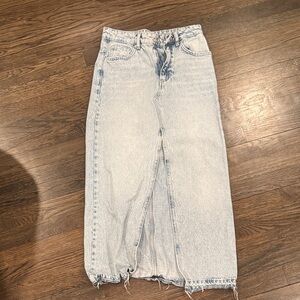 Pull&Bear Light Blue Denim Maxi Skirt